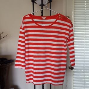New GAP boatneck striped top with shoulder zipper